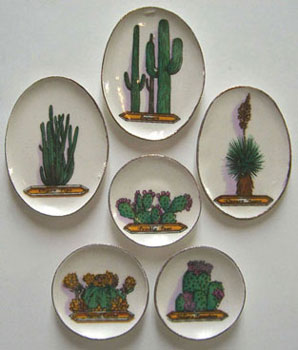 Dollhouse Miniature Cactus Dinnerware 6Pcs.